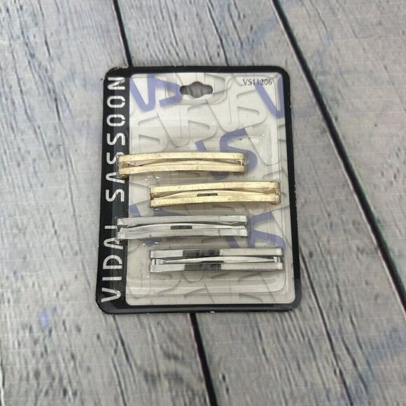 Vidal Sassoon Other - Vintage Vidal Sassoon Silver Gold Barrettes Classic 4 Pack NEW VS11206